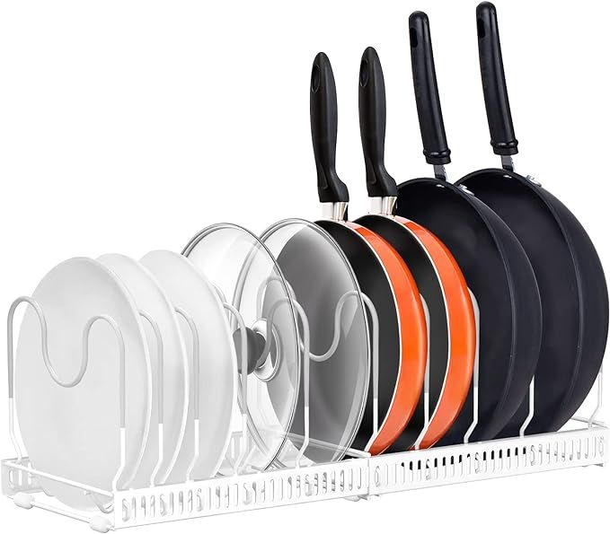 AHNR Expandable Pot and Pan Organizers Rack, 10+ Pans and Pots Lid Organizer Rack Holder, Kitchen... | Amazon (US)