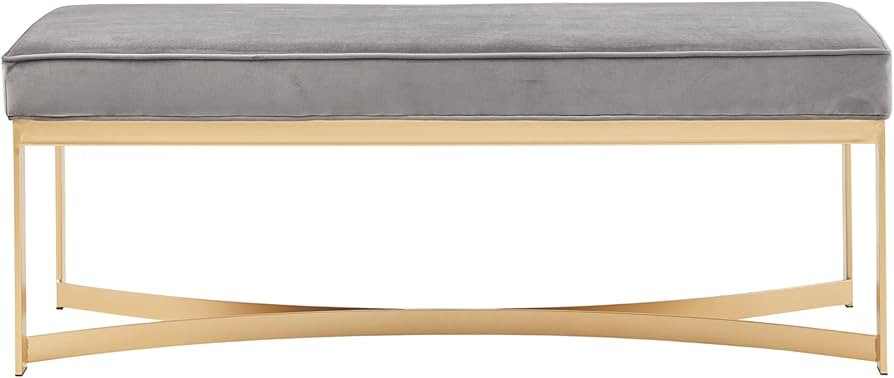 Martha Stewart Secor Entryway Accent Bench With Gold Metal Half Moon Base, Cushion Seat, Modern S... | Amazon (US)