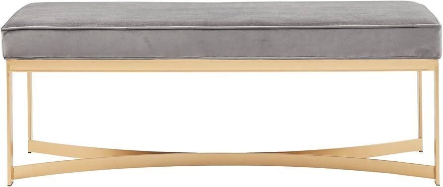 Martha Stewart Secor Entryway Accent Bench With Gold Metal Half Moon Base, Cushion Seat, Modern S... | Amazon (US)