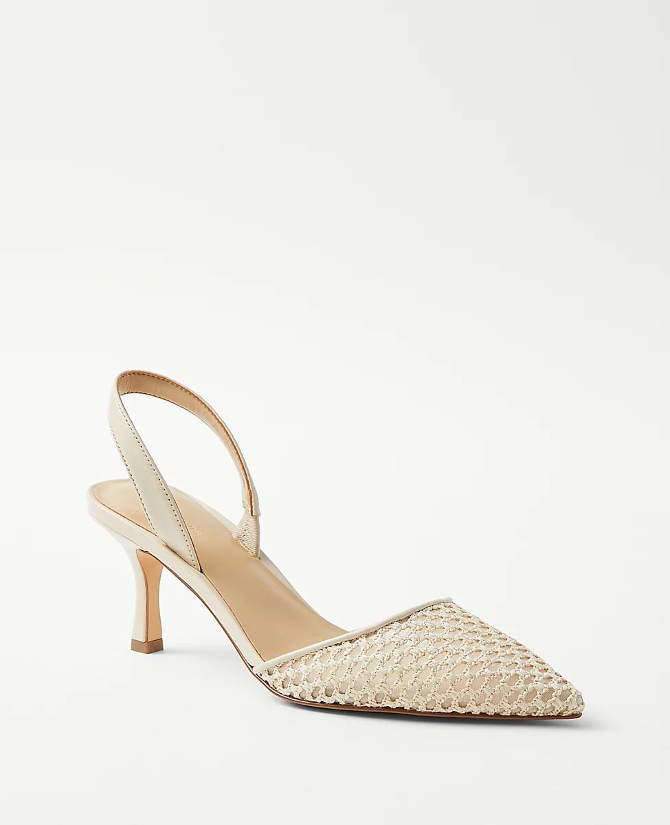 Eryn Woven Mesh Slingback Pumps | Ann Taylor (US)