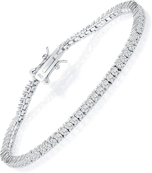 925 Sterling Silver 2-7mm Cubic Zirconia Classic Tennis Bracelet | White Gold Bracelets for Women... | Amazon (US)