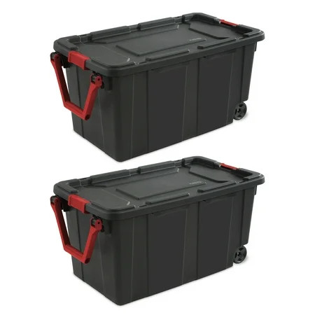 Sterilite Extra Large Storage Bin, 40 Gallon Wheeled Plastic Storage Container with Handle, Black... | Walmart (US)