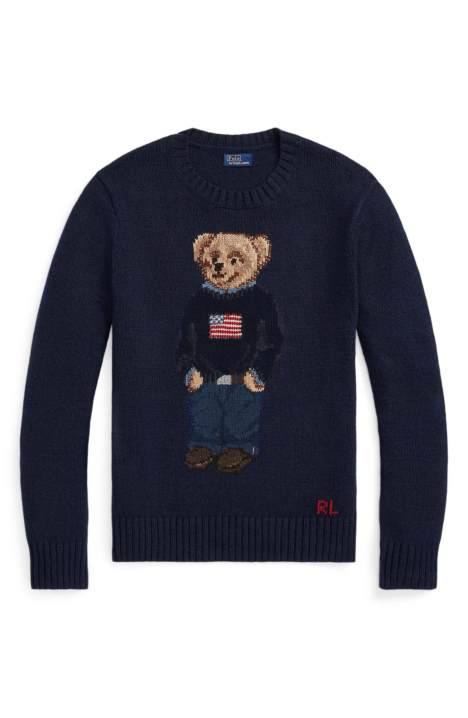 Polo Ralph Lauren Bear Graphic Cotton & Linen Crewneck Sweater | Nordstrom | Nordstrom