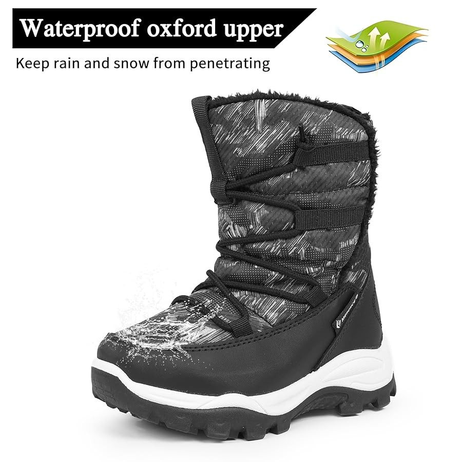 EQUICK Boys Girls Winter Boots Waterproof Lightweight Kid Snow Boots with Fur Outdoor (Toddler/Li... | Amazon (US)