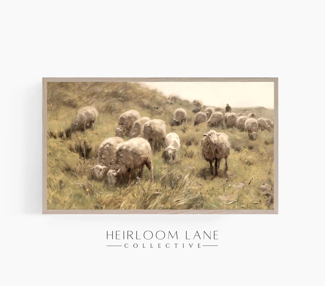 Vintage Spring Sheep Print Instant Digital Download Frame TV Size (3840 x 2160) | Spring Home Dec... | Etsy (US)