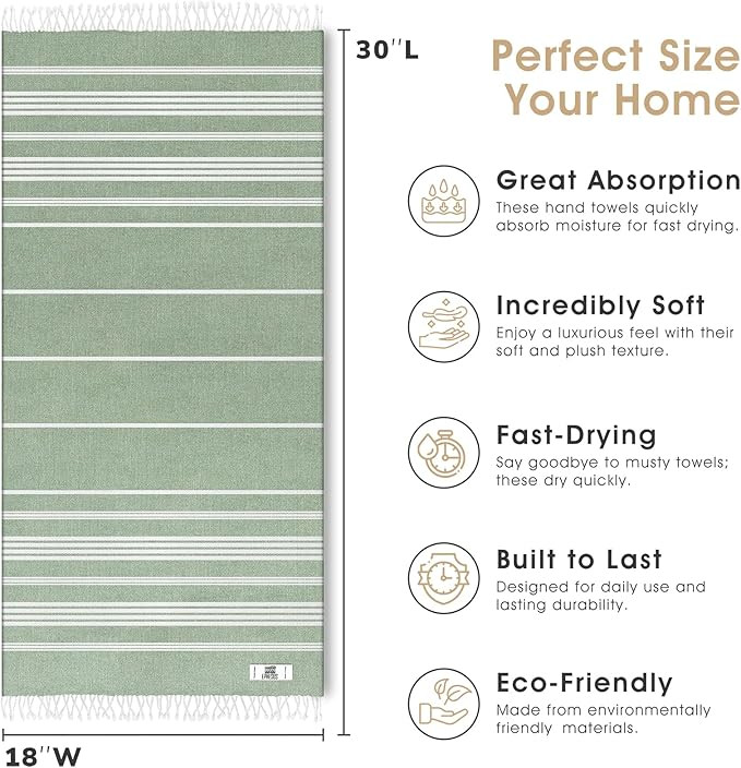 Hand Towels - Set of 2 | 18" x 30" - Decorative Turkish Hand Towel for Bathroom, Kitchen, Guest, ... | Amazon (US)