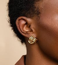 Gold Earrings for Women Trendy 14K Gold Stud Earrings Dainty Huggie Earrings Simple Blod Earrings... | Amazon (US)