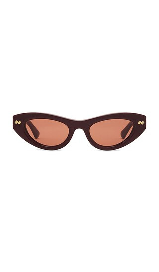 Bold Ribbon Stud Sunglasses in Burgundy & Brown | Revolve Clothing (Global)