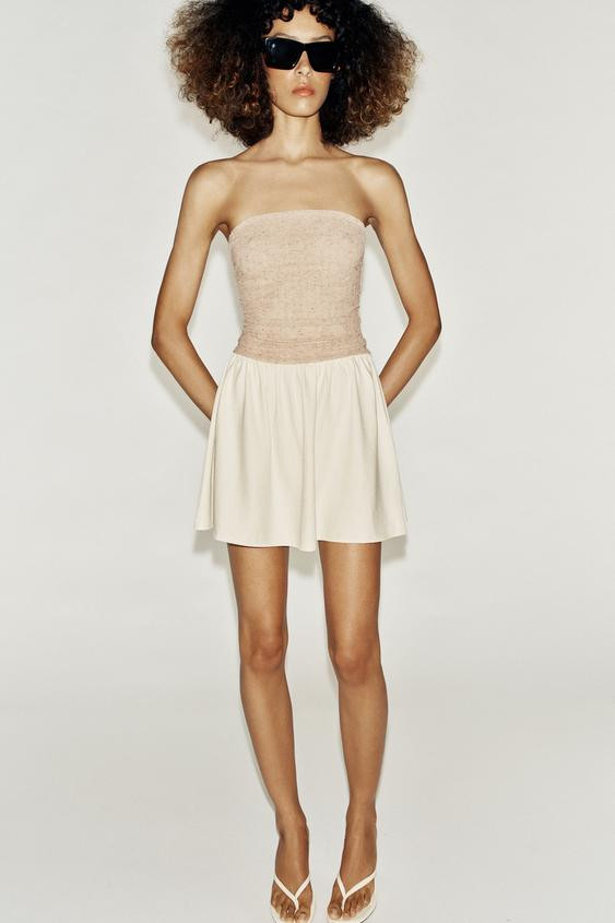 Zara - Short Combination Dress - Mid-Ecru - Xl - Woman | Zara US