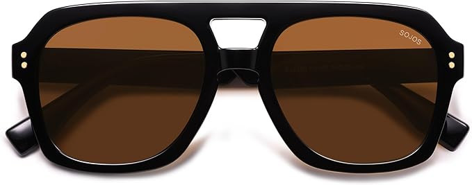 SOJOS Retro Thick Polarized Aviator Sunglasses for Women Men, Large Trendy Bold Square Pilot Shad... | Amazon (US)