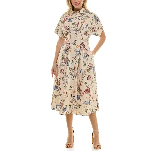 Nicole Miller Pintuck Waist Shirtdress, Sizes 4-16 | Walmart (US)