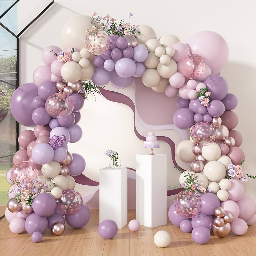 Amandir 173Pcs Dusty Purple Balloon Arch Garland Kit, Double-stuffed Pink White Sand Lavender Lil... | Amazon (US)