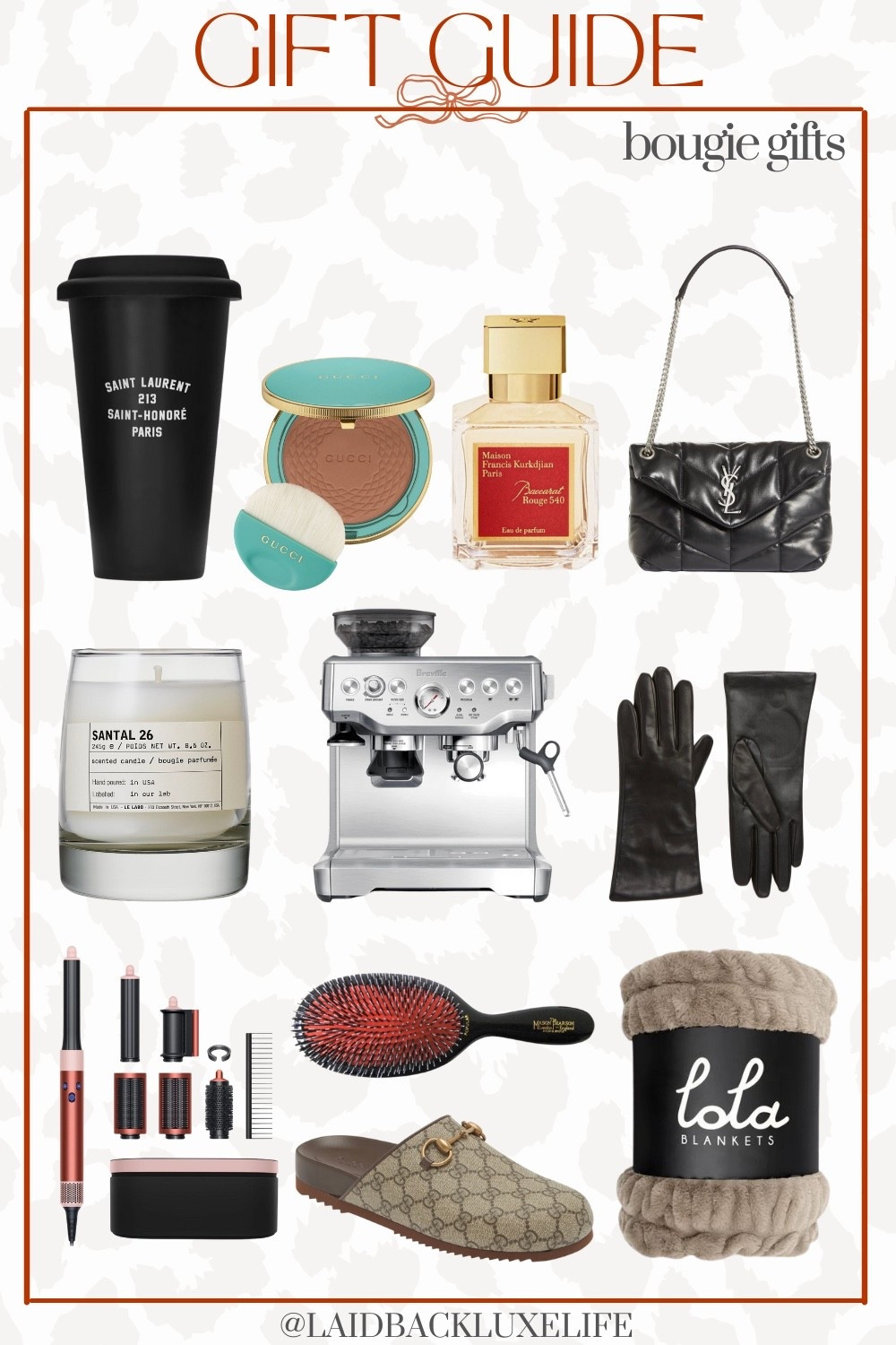 Gift Guide, boujie gifts, luxe gifts, gifts for her, gift idea, YSL gifts, bougie candle, YSL handbag, Dyson airwrap, Baccarat Rouge 540 perfume, Breville espresso machine, Gucci clogs, Nordstrom gifts @nordstrom #LaidbackLuxeLife

Use code: KARMA for 35% off Lola blankets @lolablankets #lolablanketspartner

Hey Beautiful! Feel free to comment on this post if you have any questions! 🫶🏽

Follow me for more fashion finds, beauty faves, lifestyle, home decor, sales and more! So glad you’re here!! XO, Karma

#LTKHoliday #LTKGiftGuide #LTKFindsUnder100