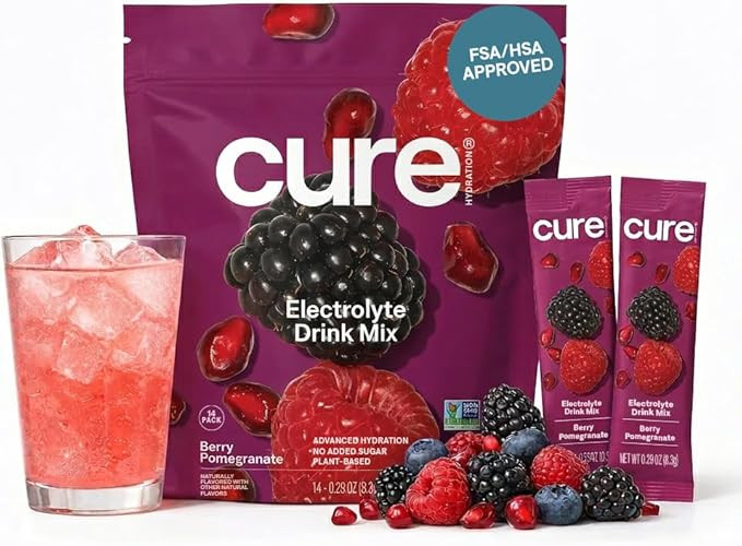 Cure Hydration | Plant-Based Electrolyte Drink Mix | No Added Sugar | FSA-HSA | Dehydration Relie... | Amazon (US)