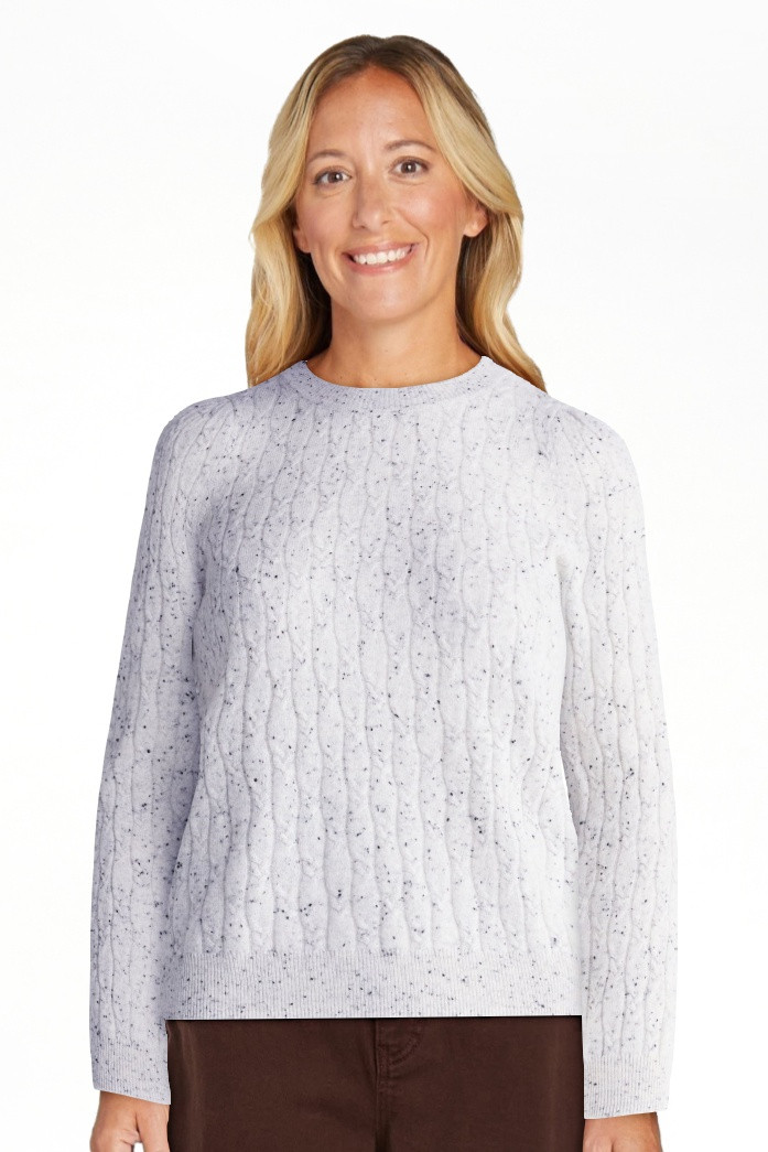 Free Assembly Women's and Women's Plus Cashmere Cable Knit Sweater with Puff Sleeves, Midweight, ... | Walmart (US)