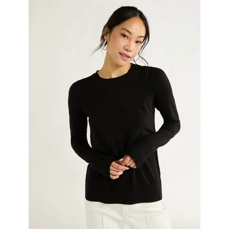 Free Assembly Women’s Crewneck Sweater with Long Sleeves, Lightweight, Sizes XS-XXXL | Walmart (US)