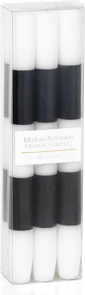 Zodax | Modern & Festive Formal Taper Candles | 10" | Set of 6 | Black & White | Amazon (US)