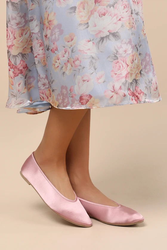 Georgette Blush Satin Ballet Flats | Lulus