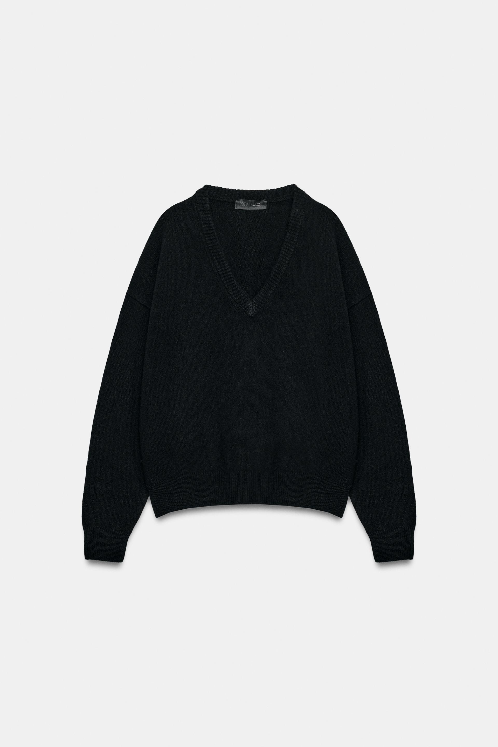 Zara - Cashmere Wool Blend Jumper V-Neck - Camel - S - Woman | Zara UK