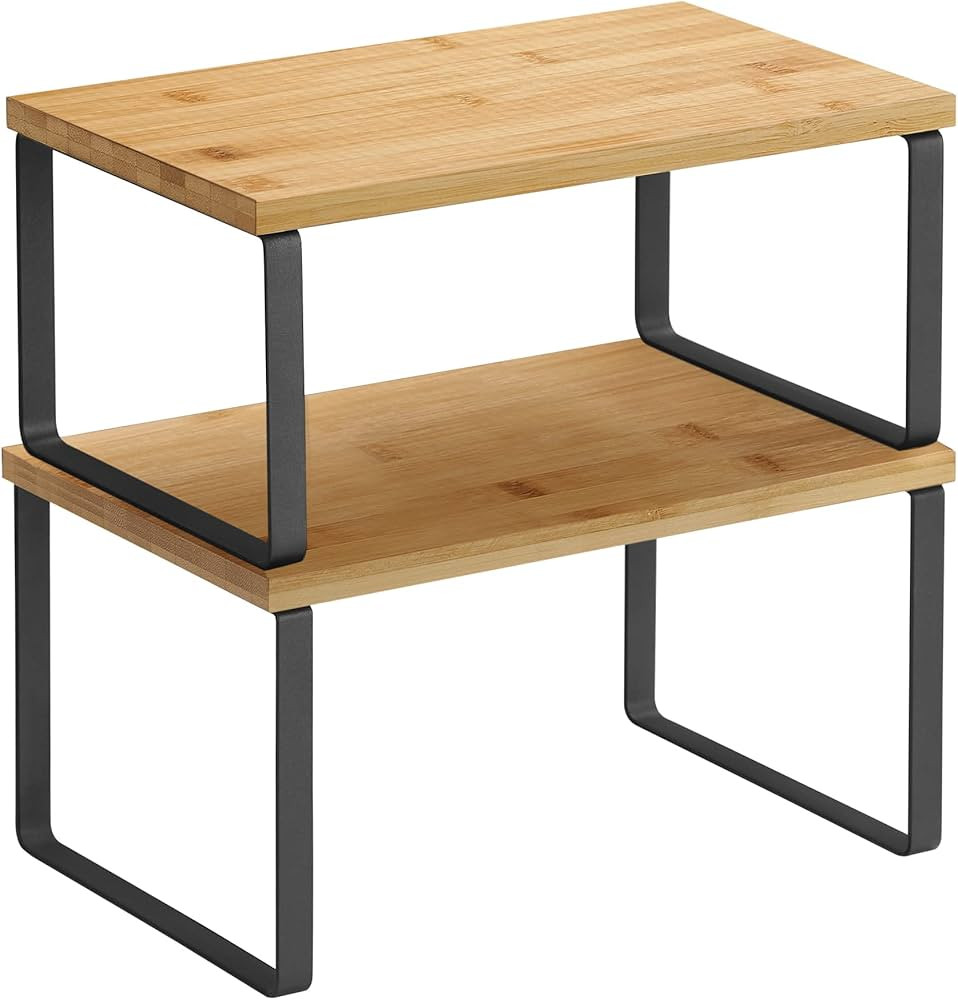 SONGMICS Spice Rack, Set of 2 Cupboard Shelf Organiser, Expandable Kitchen Shelf Organiser, Stack... | Amazon (UK)