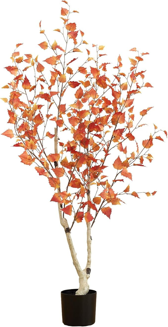 Nearly Natural 5ft. Autumn Birch Artificial Fall Tree | Amazon (US)