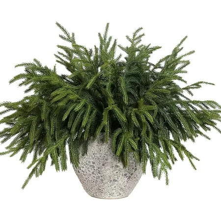 CleanX 16 Pcs Christmas Norfolk Pine Branches, 18 Inch Real Touch Artificial Norfolk Pine Branch Faux Cedar Pine Stem Fake Greenery Pine Picks for Vase DIY Garland Wreath Home Decoration | Walmart (US)
