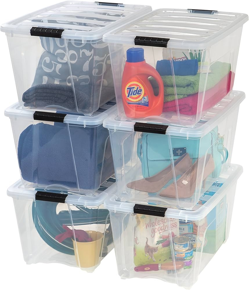 IRIS "Stack & Pull" Stackable Box 53.65QT, Clear, Set of 6 | Amazon (US)