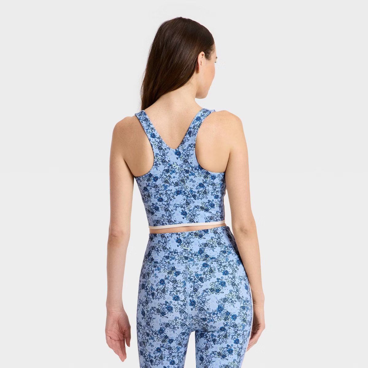 Women's Floral Print Piped Longline Sports Bra - JoyLab™ | Target