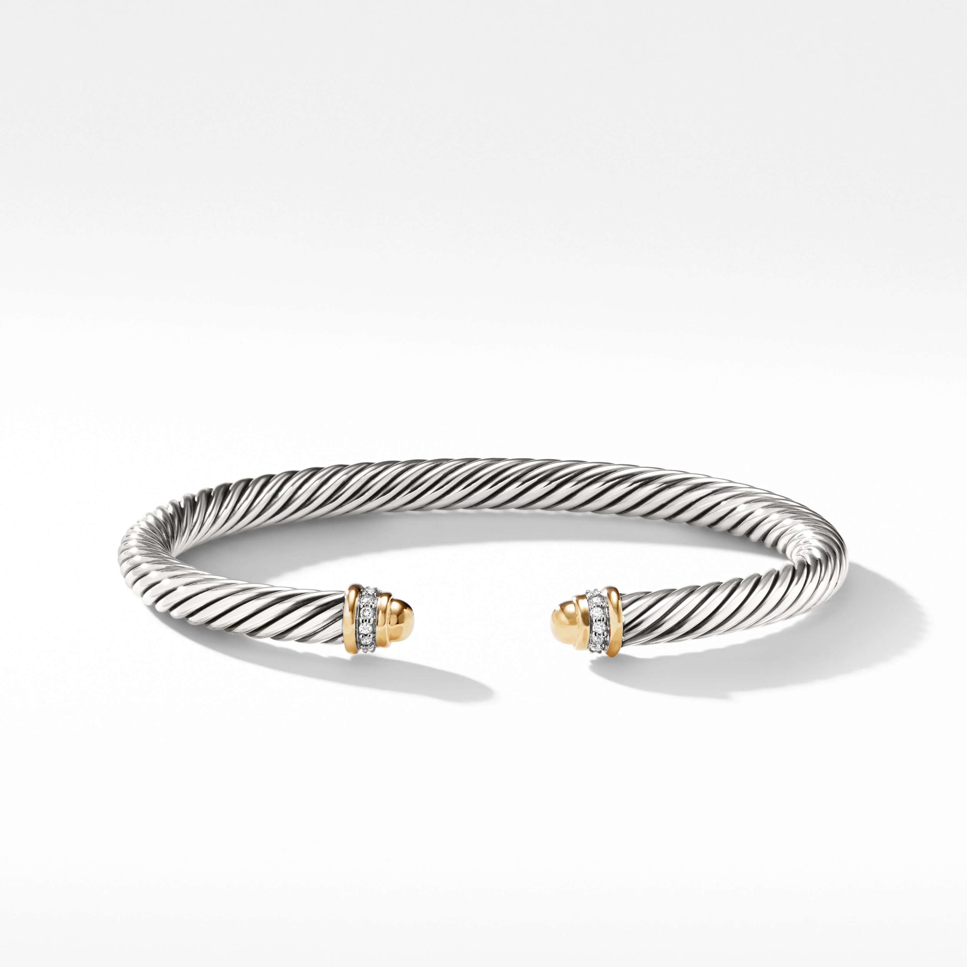 Cable Classics Bracelet in Sterling Silver with 18K Yellow Gold Domes and Pavé Diamonds | David Yurman