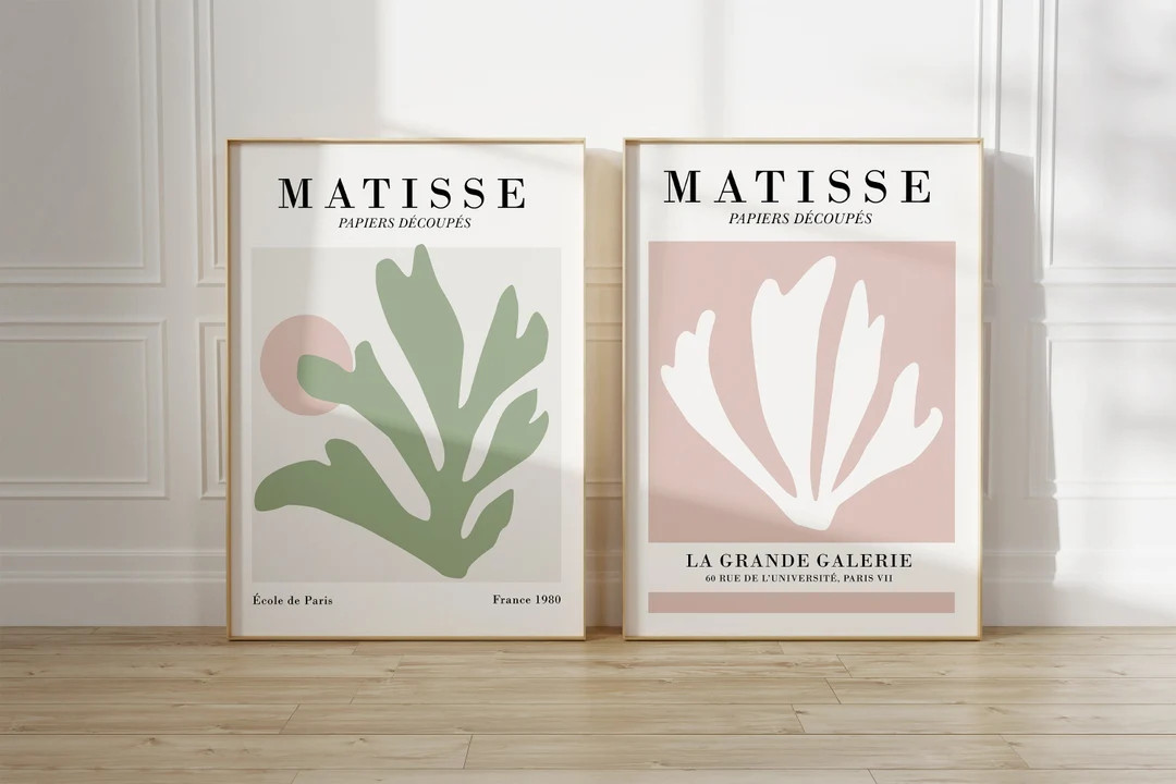 Matisse Print Set | Sage Green Decor | Pink and Green Prints - Etsy | Etsy (US)