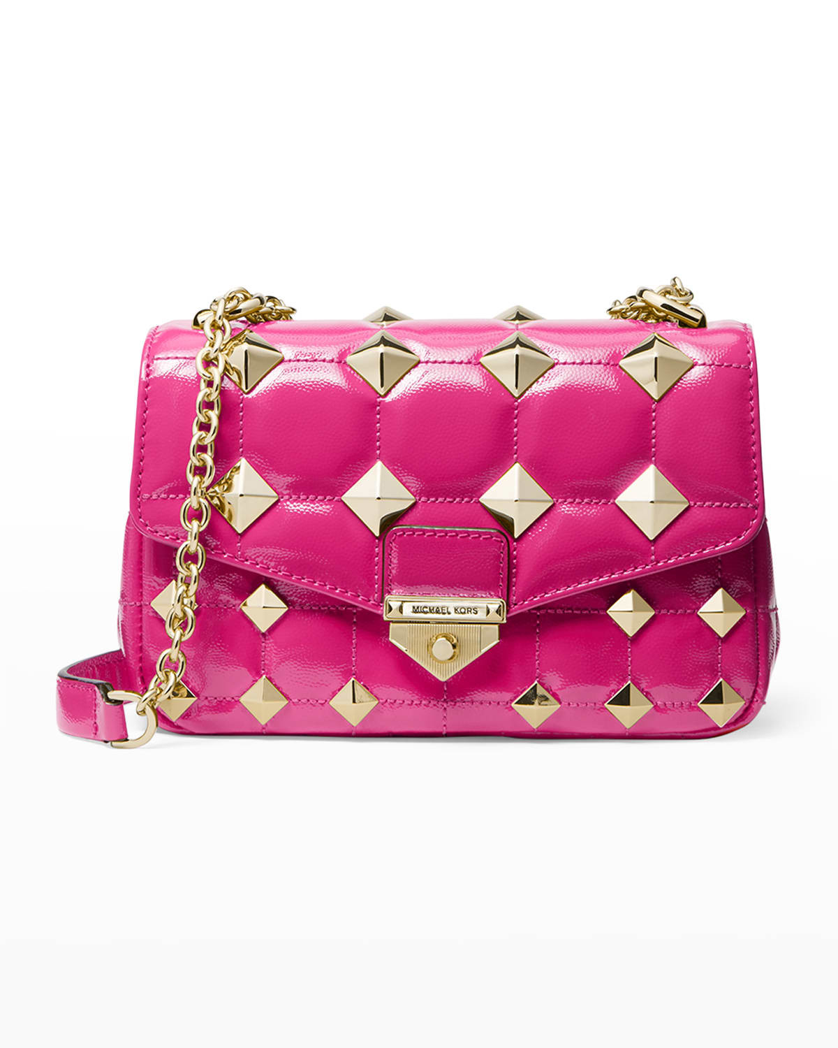 Soho Small Quilt Studded Chain Shoulder Bag | Neiman Marcus