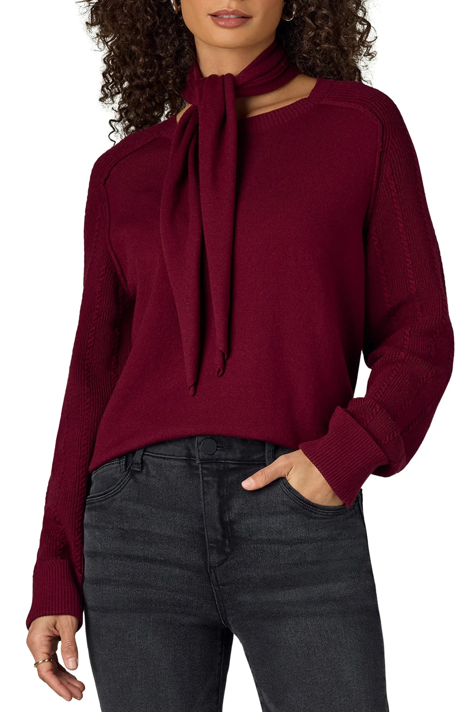 Tie Neck Sweater (Women) | Nordstrom | Nordstrom