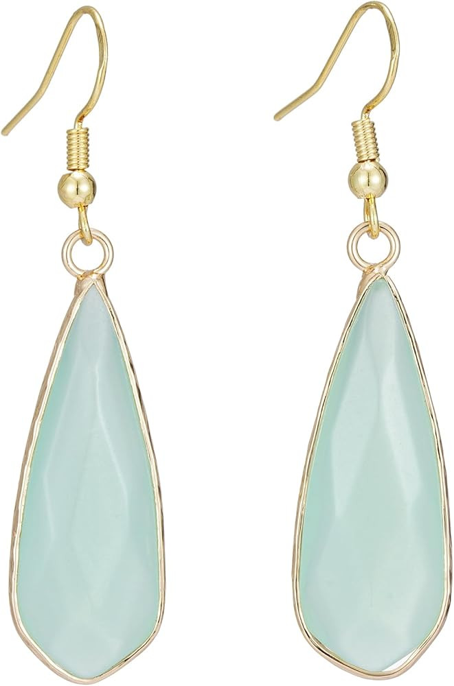 Amazon.com: Women Handmade Boho Natural Labradorite Stone Dangle Earrings: Clothing, Shoes & Jewe... | Amazon (US)