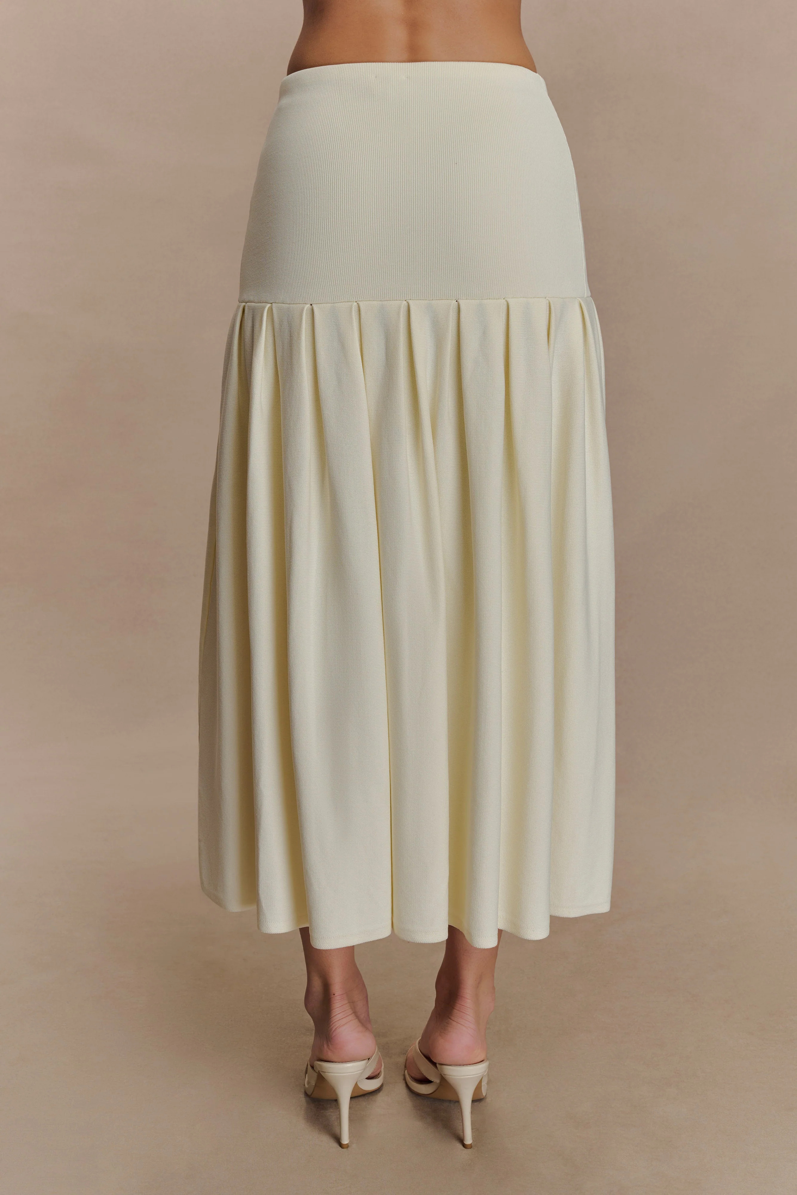 Romaine Bandage Knit Midi Skirt - Ivory | Meshki (APAC)