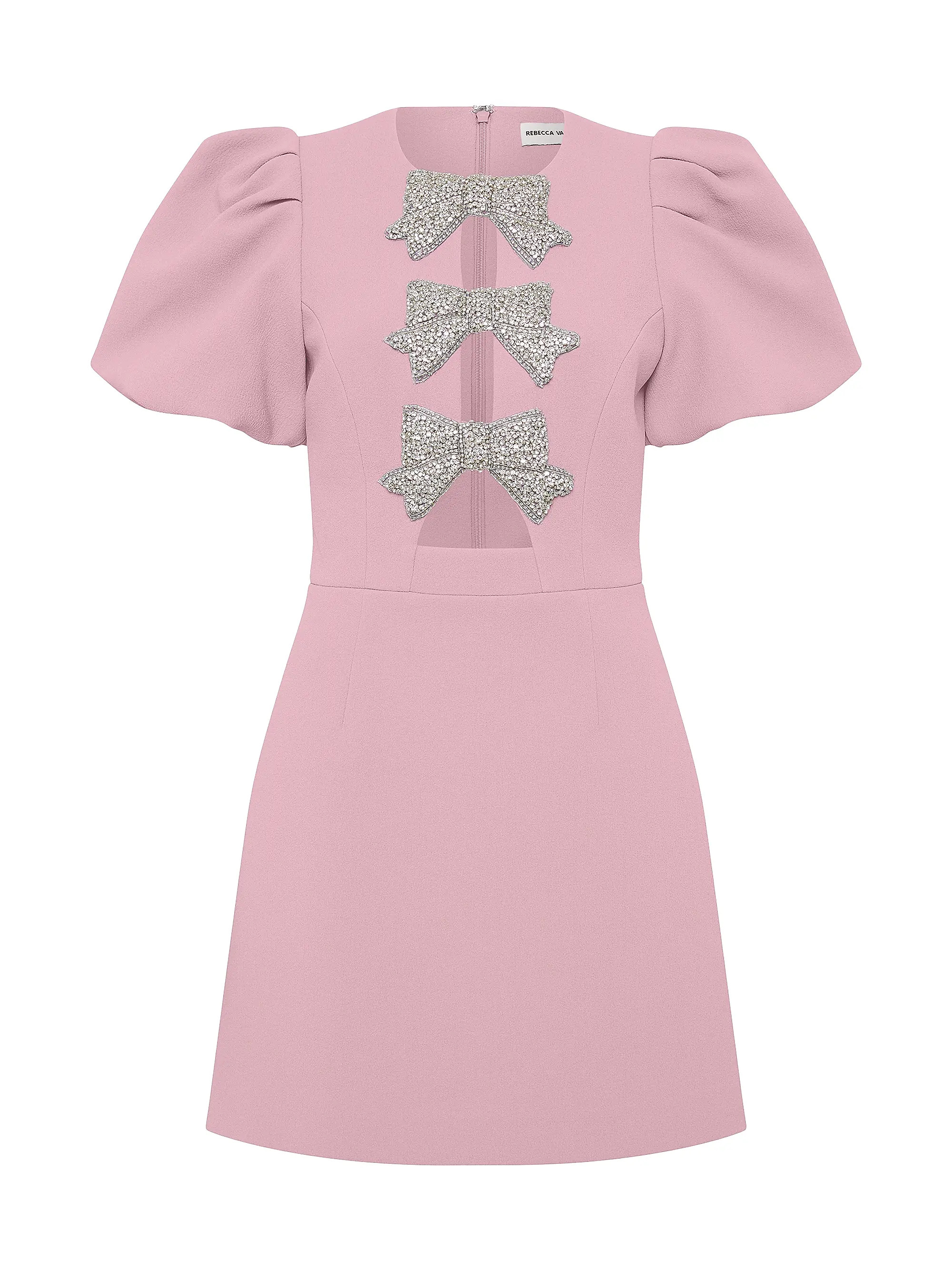 Juliana Puff-Sleeve Bow Minidress | Saks Fifth Avenue