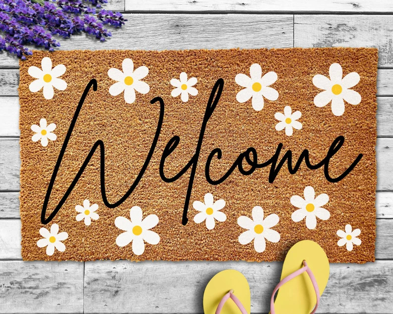 Daisy Doormat, Spring Doormat, Spring Decor, Personalized Doormat, Funny Doormat, Welcome Mat, Fr... | Etsy (US)