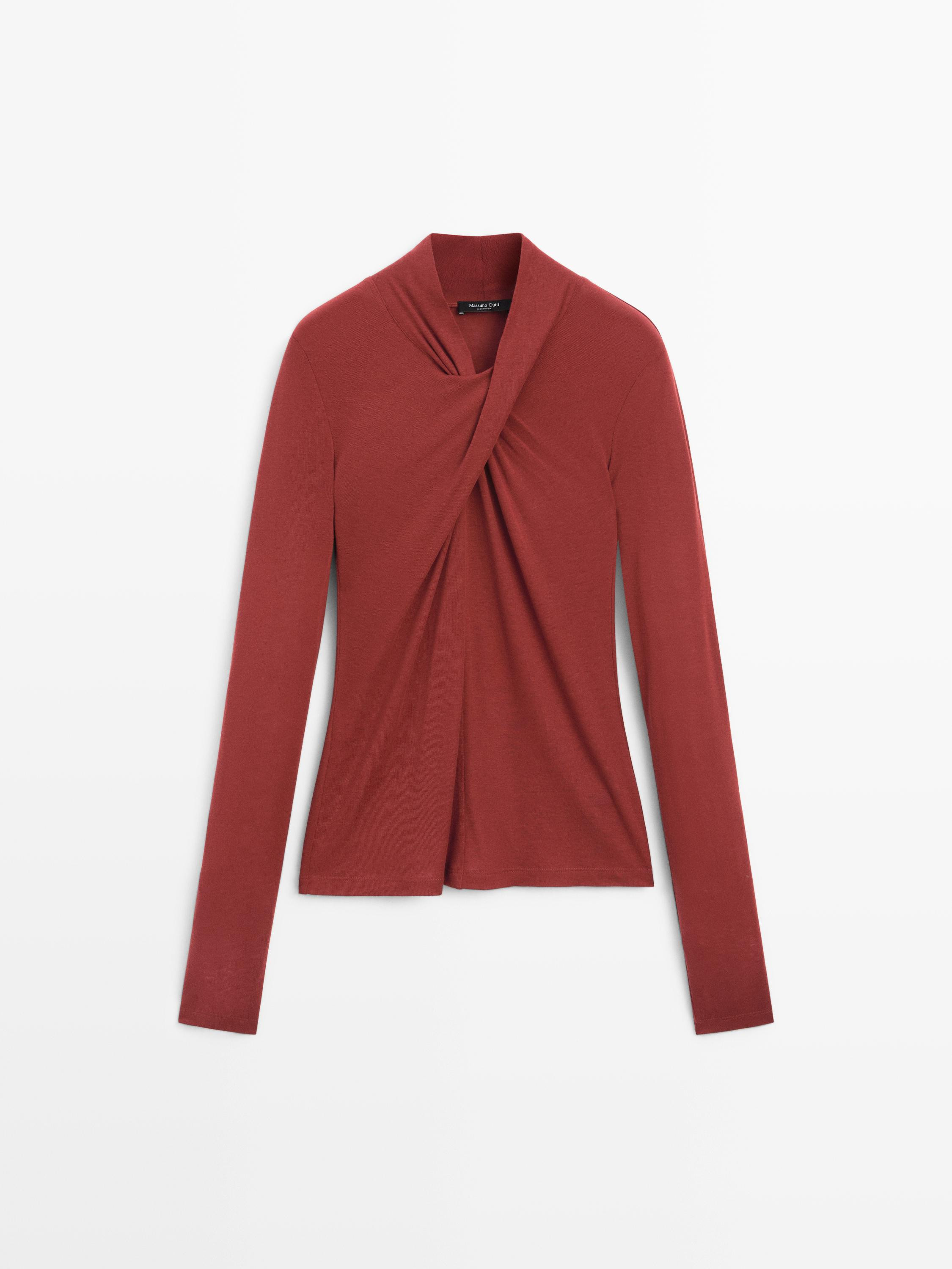 Lyocell and wool crossover top | Massimo Dutti UK