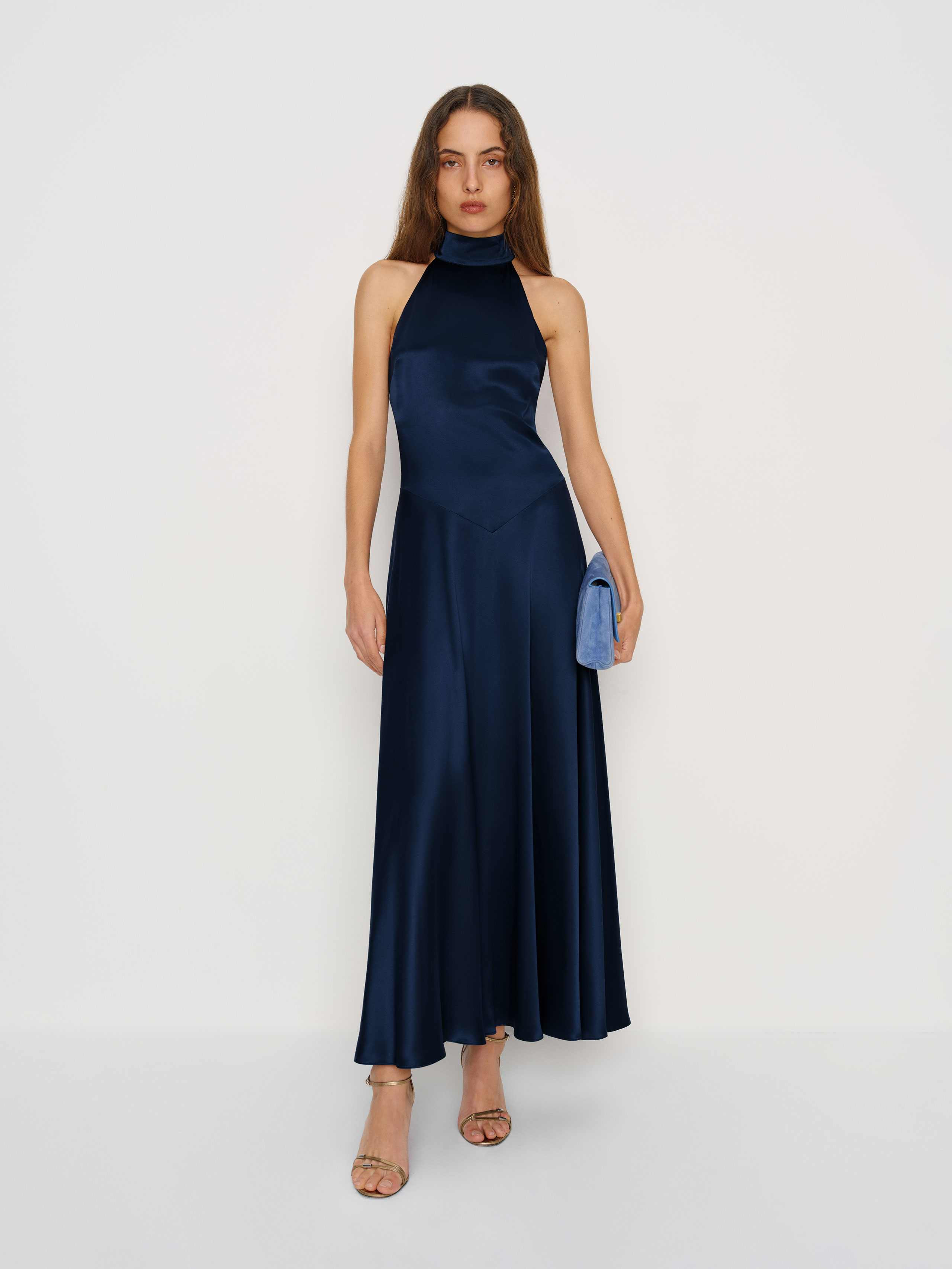 Reformation Katelyn Silk Dress Blue 6 | Reformation (Global)