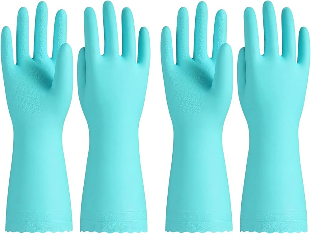 PACIFIC PPE 2 Pairs Reusable Dishwashing Cleaning Gloves with Latex Free, Cotton Lining, Kitchen ... | Amazon (US)