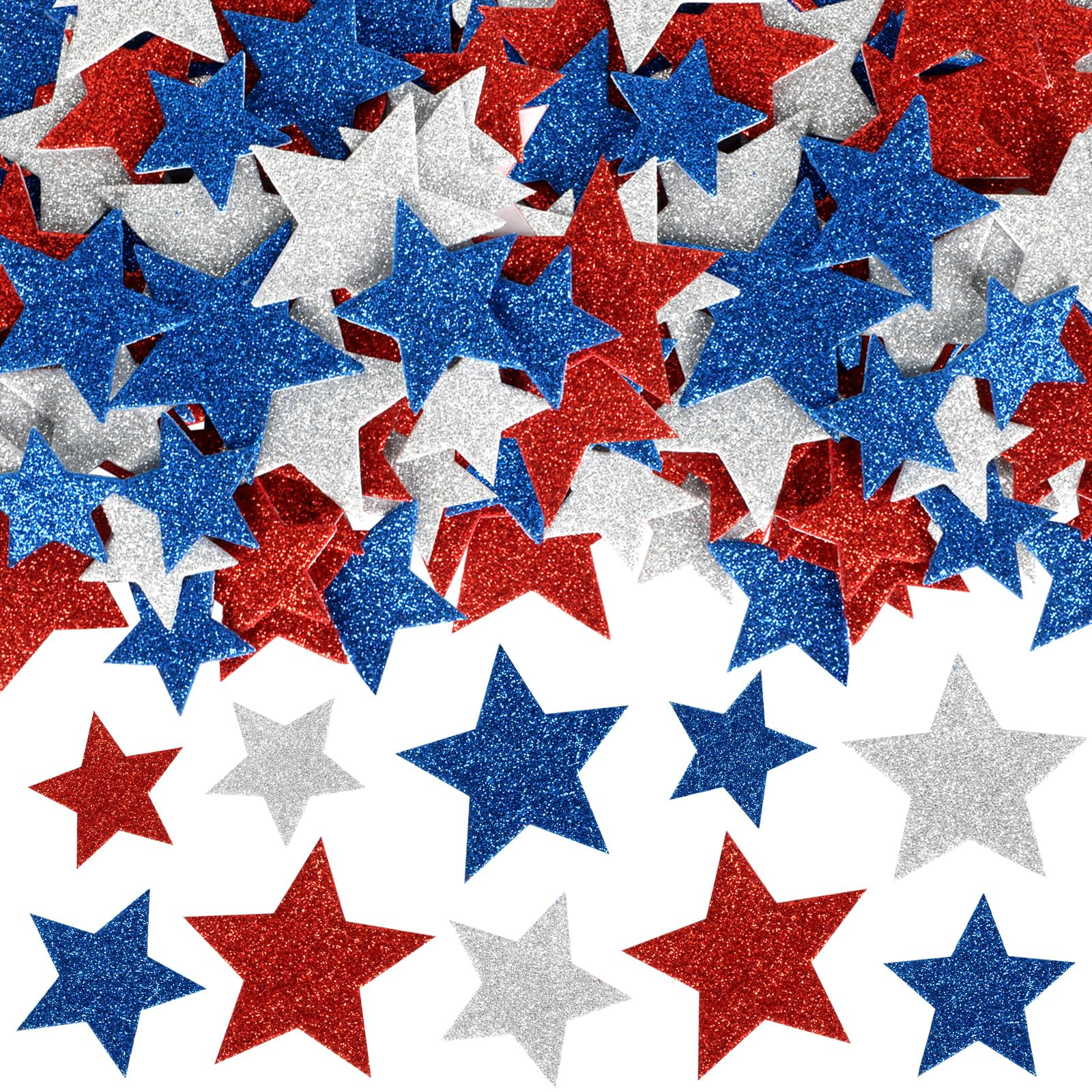 320Pcs Patriotic Foam Stars Stickers, 4th of July Foam Star Shaped Stickers Glitter Star Sticker ... | Amazon (US)