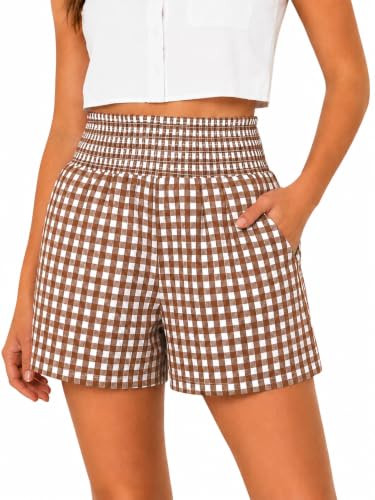 XIADWN Women Brown XL Striped Shorts High Waisted Casual Summer Shorts | Amazon (US)
