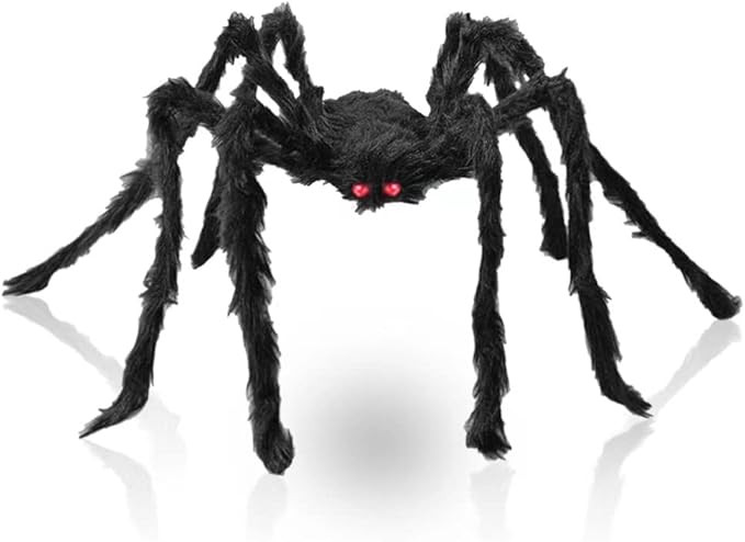 Halloween Giant Spider 4.9 Ft Black Soft Hairy Scary Spider for Halloween Outdoor Yard & Indoor D... | Amazon (US)