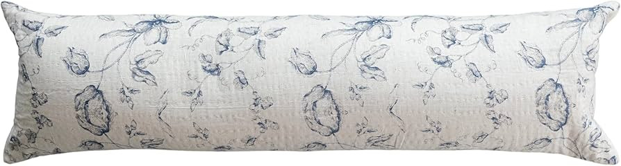 Creative Co-Op, Blue Long Patterned Cotton and Linen Lumbar Pillow | Amazon (US)