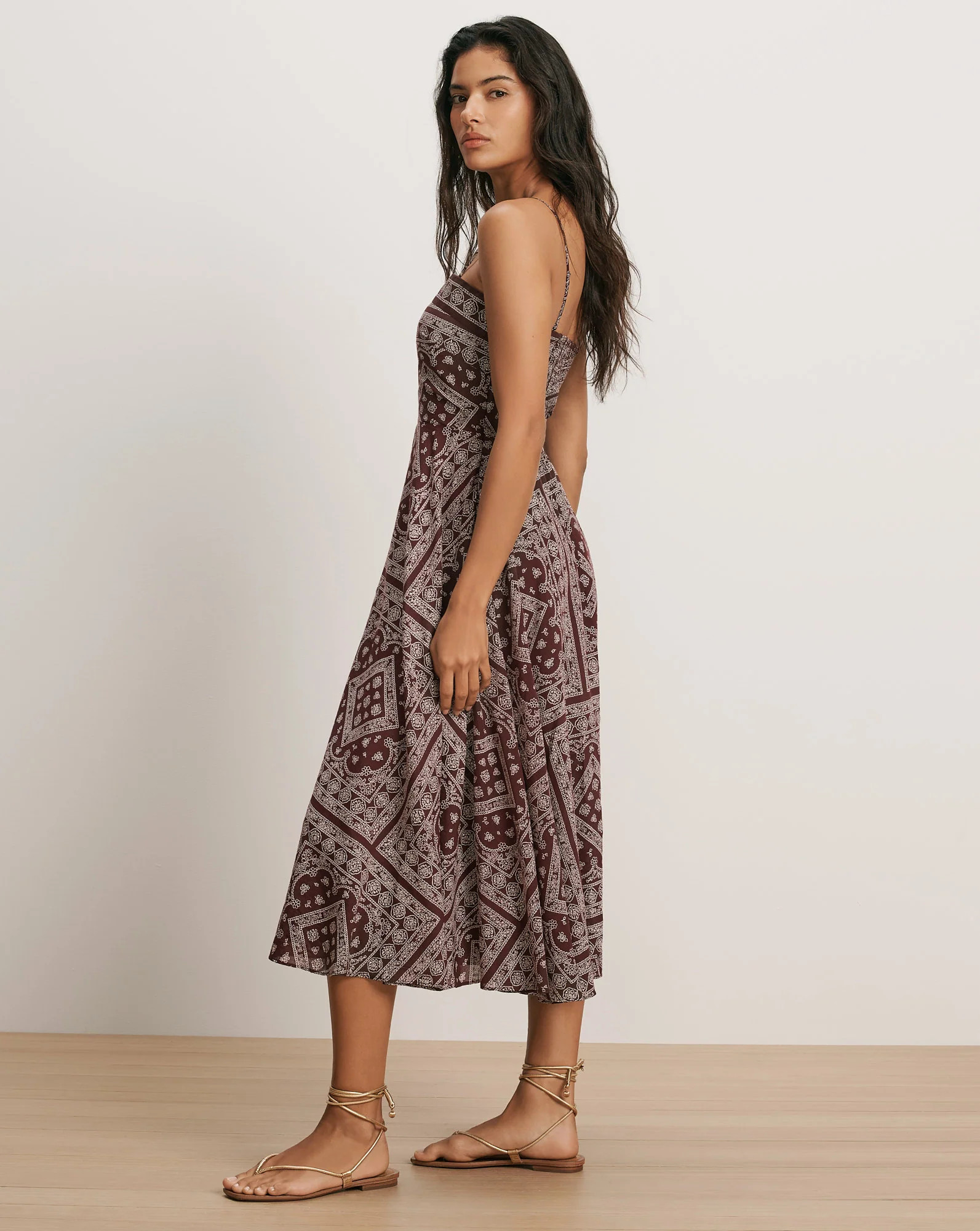 Kitt Bandana Midi Dress in Burgundy Paisley Raisin/Dove White | Veronica Beard | Veronica Beard