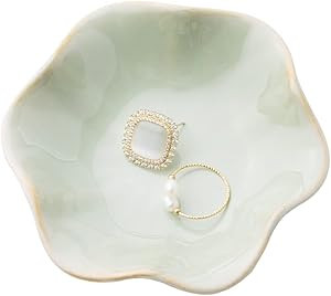 KIMRAMIC Jewelry Dish,Ceramic Trinket tray,small ring holder,Key Bowl,Home Decoration,Gifts for F... | Amazon (US)