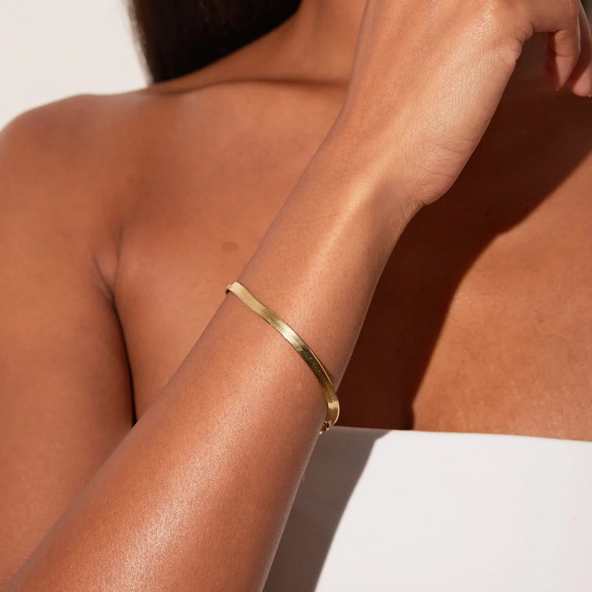 Gold Herringbone Chain Bracelet | AUrate New York