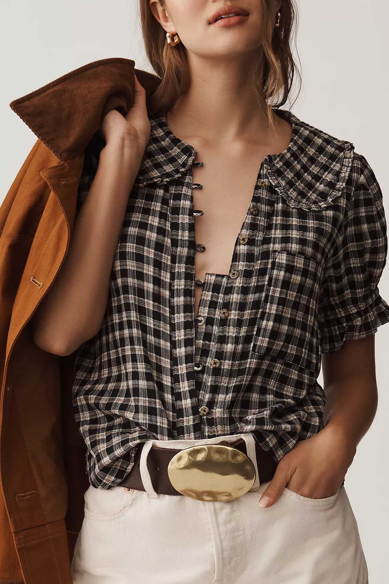 The Keira Plaid Blouse by Pilcro | Anthropologie (US)