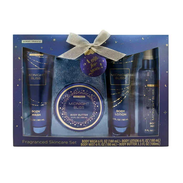 Scent Theory Midnight Bliss Holiday Skincare Gift Set, 4 Piece | Walmart (US)