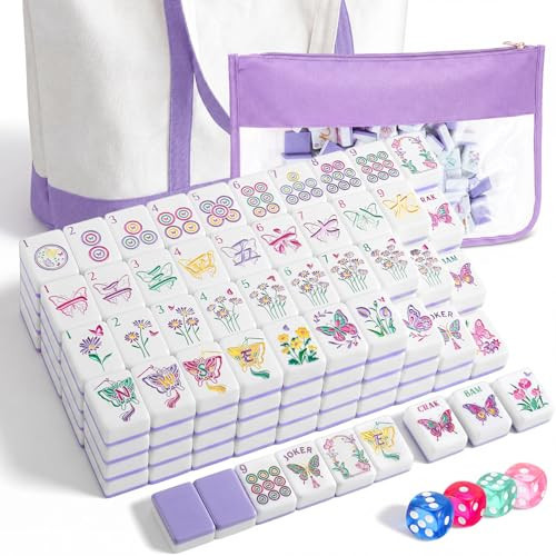 Soulchen 1.2 Inch Butterfly Themed American Mahjong Set, 168 Melamine Tiles with Dice Pouch & Portable Carry Bag, Complete American Mahjong Tile Set for Travel Game Night Vacation Collection Gift | Amazon (US)