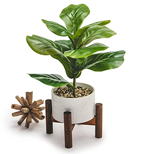 Kurrajong Farmhouse Artificial Plant for Desk Decor | 15.5" Fake Plant with Stand | Faux Plant Indoor | Desktop Plant | Fiddle Leaf Faux Plant for Tabletop | Small Artificial Plant Indoor | Amazon (US)